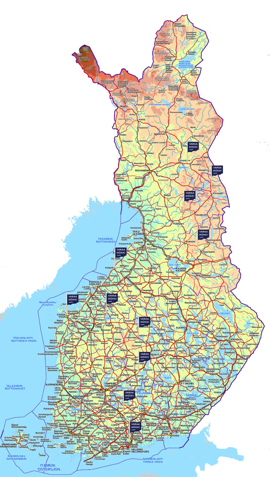 A map of Finland
